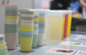 stacks-of-beakers-and-jugs-of-juices